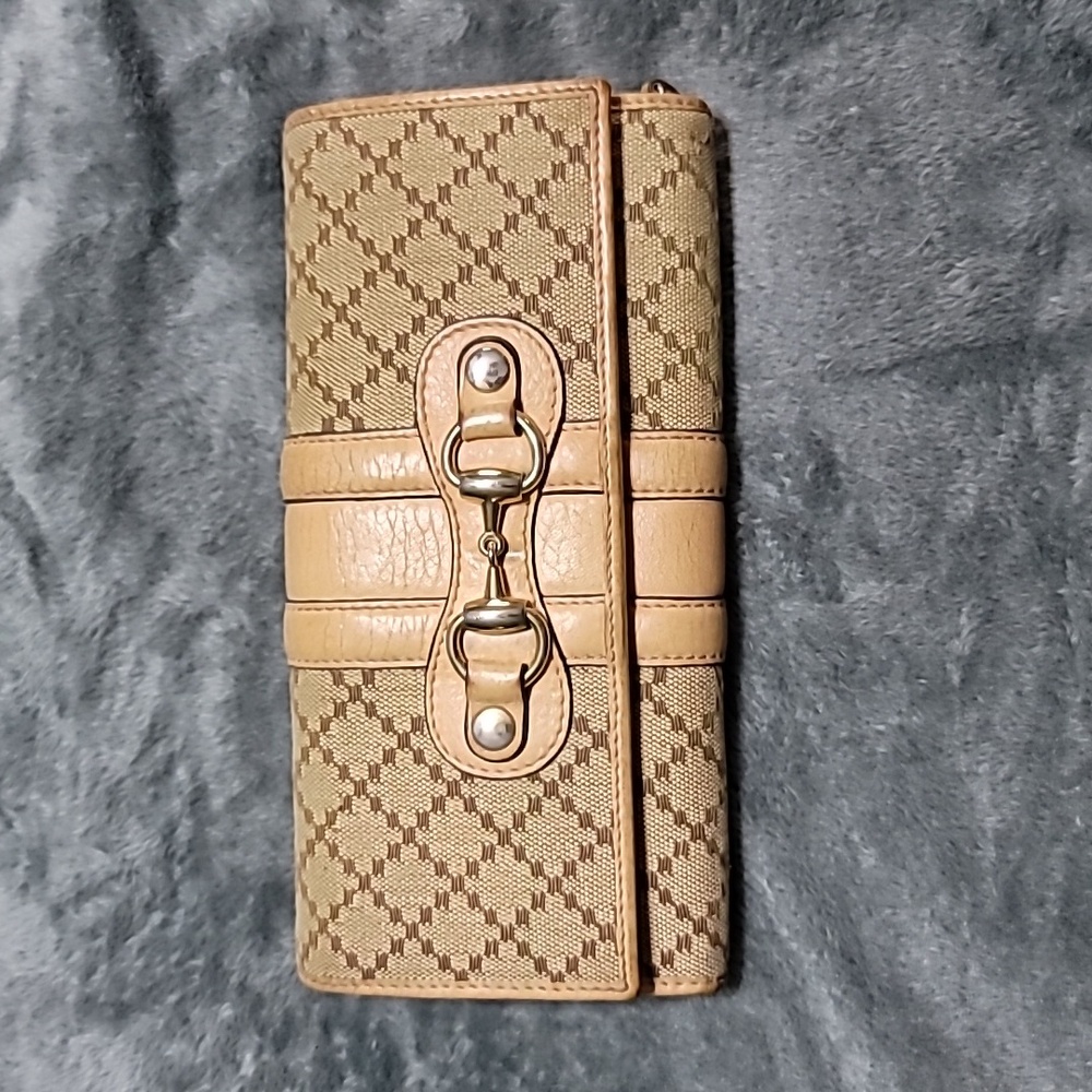 Gucci horsebit beige leatherlong wallet 245756 496085